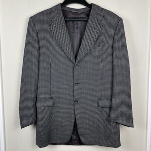 Canali Proposta Sport Coat 44L Long Blazer Wool Jacket‎ Gray Black Stripe Check